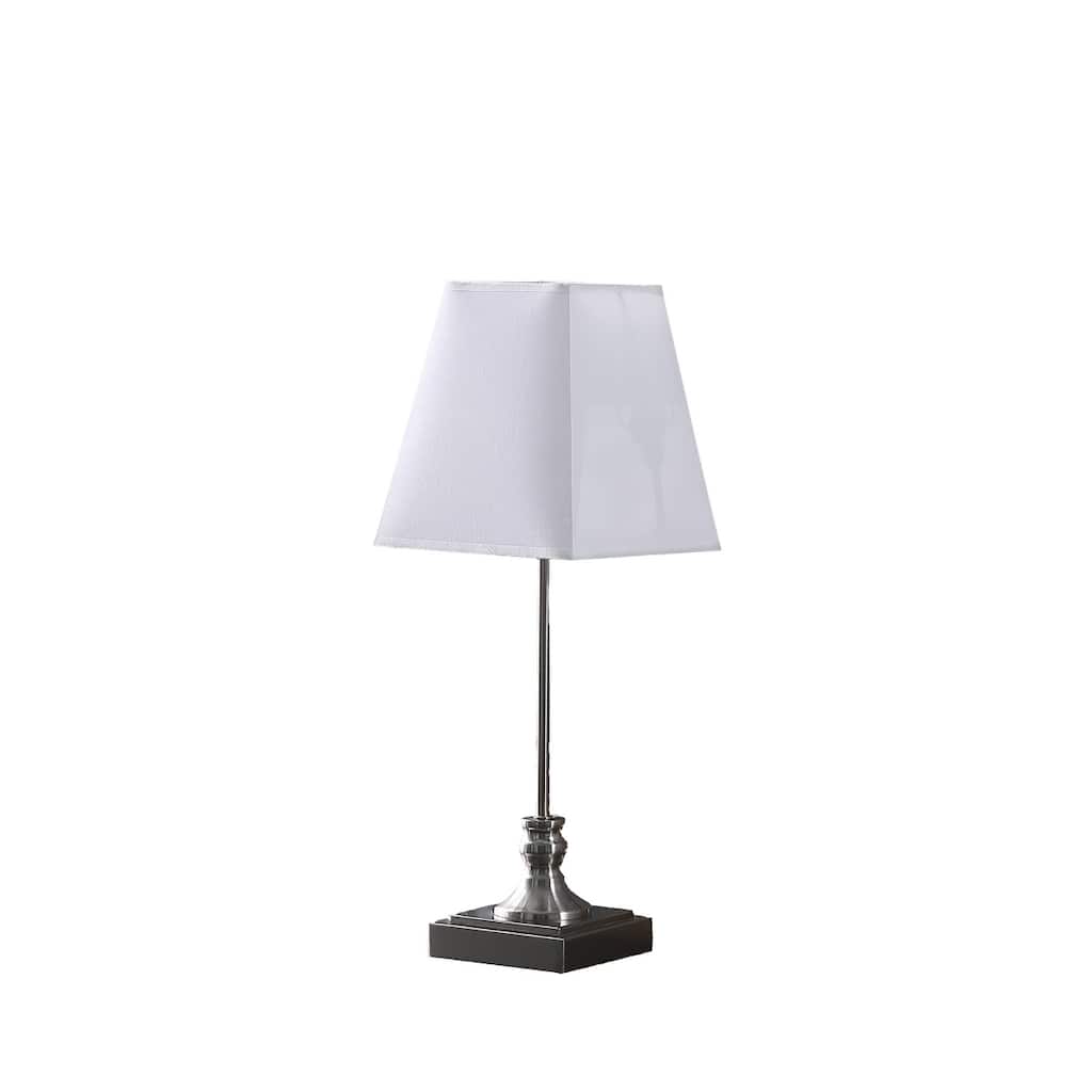 19" Modern Silver Beside Table Lamp with White Empire Shade and Metal Base E12 Socket for Bedroom - 18.75"H x 7"W x 7"D