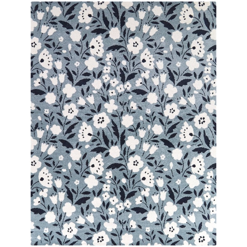 Kelsey Traditional Floral Area Rug - 7'10" x 10' - Blue - Rectangle