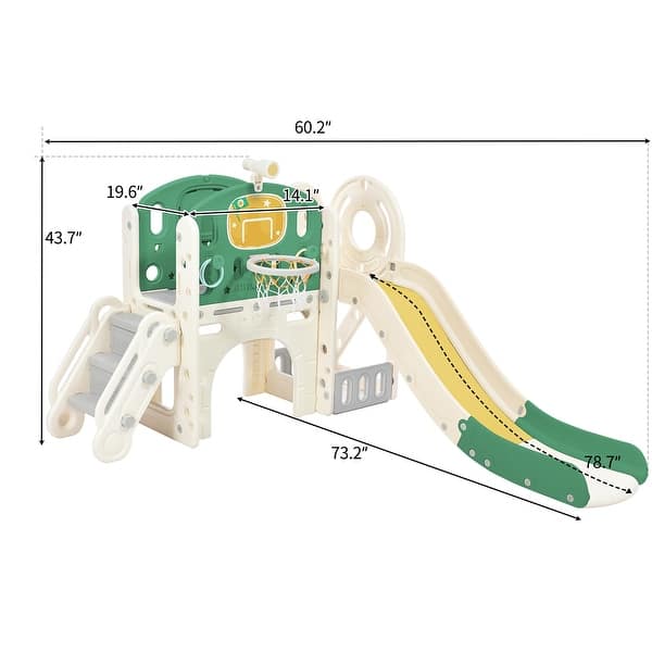 dimension image slide 1 of 2, Kids Slide Playset Structure, Freestanding Castle Climbing Playhouse