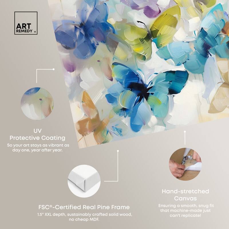 Art Remedy Fluttering Butterflies Gallery Wrapped Butterfly 1 Piece Canvas Wall Art
