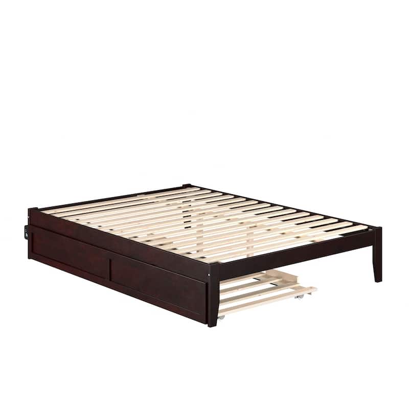 Queen Bed Frame with Trundle & USB Charger - Modern Platform Bed, Easy Assembly