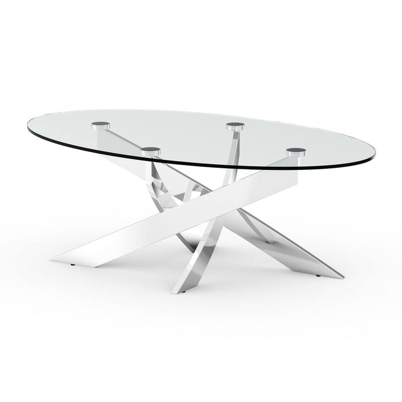 Chrome Lacquer Glass Modern Coffee Table