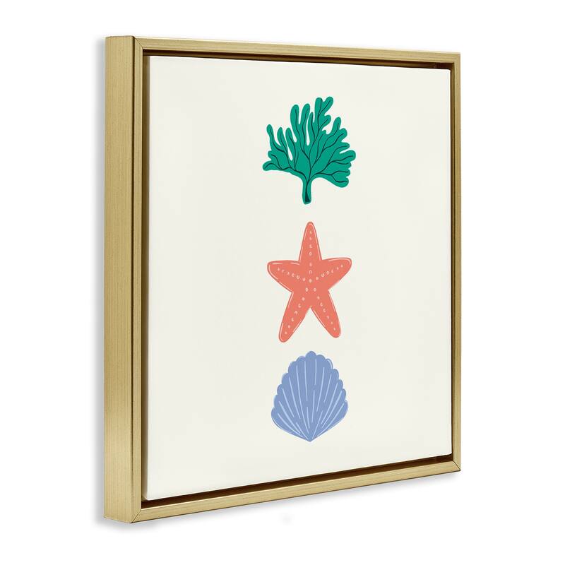 Stupell Coral & Sea Life Minimal Framed Floater Canvas Wall Art Design By Sazerelli Designs