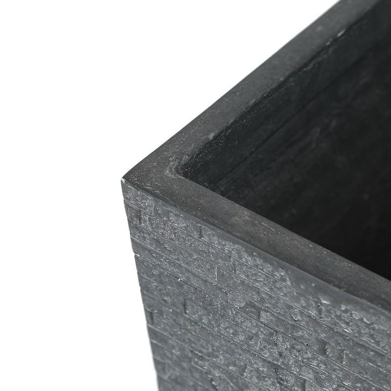 Grey Stone Finish Tall Tapered Square MgO Planter (Set of 2)