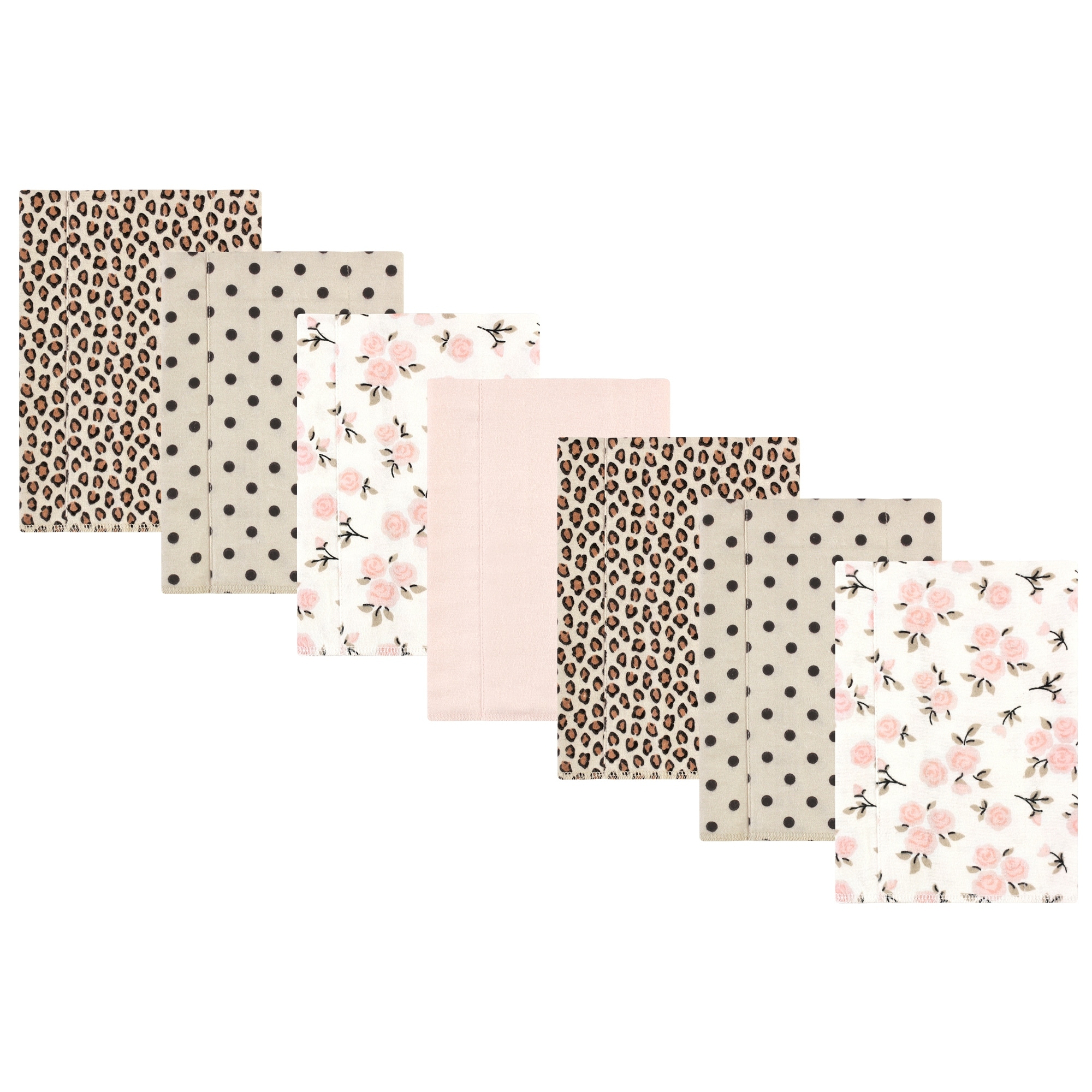 Hudson Baby Infant Girl Cotton Flannel Burp Cloths, Neutral Pink Floral 7 Pack, One Size - Neutral Pink Floral 7 Pack - One Size