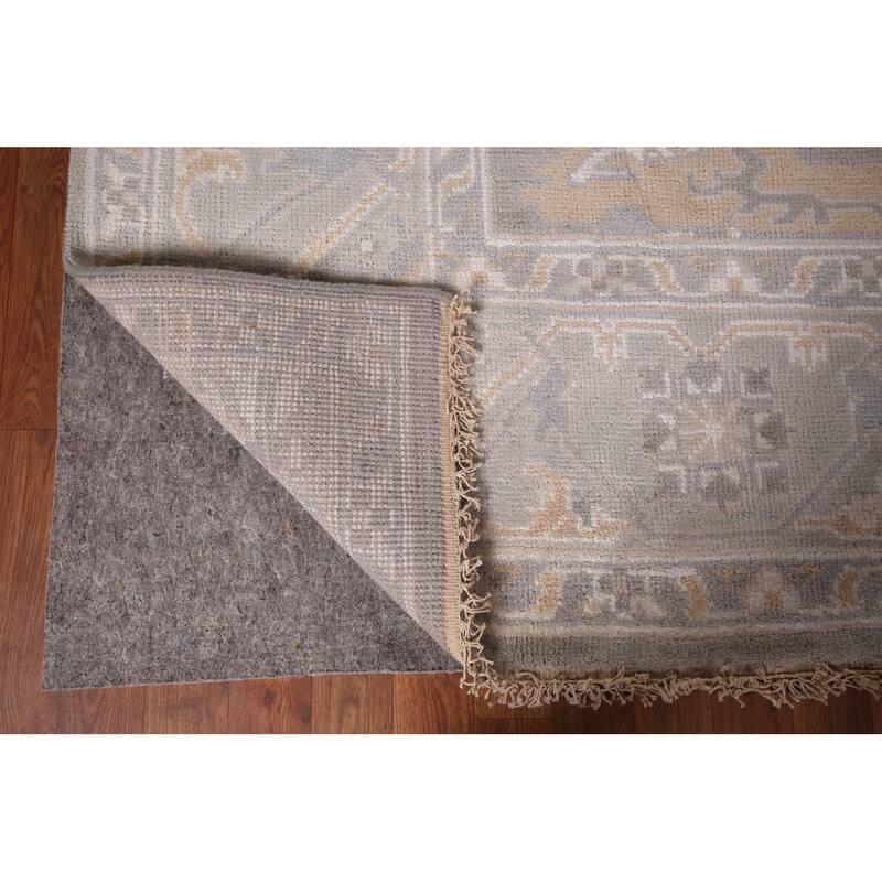 All-Over Gray Oushak Indian Square Area Rug Handmade Wool Carpet - 8'0"x 7'8"
