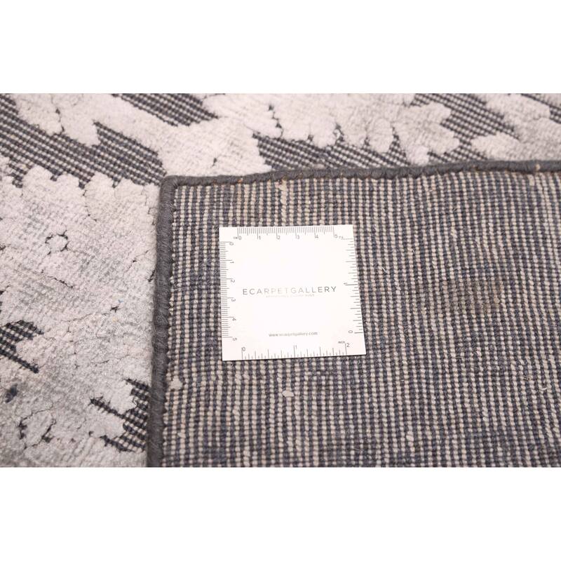 ECARPETGALLERY Hand Loomed Elysian Light Grey Viscose, Wool Rug - 8'3 x 11'10