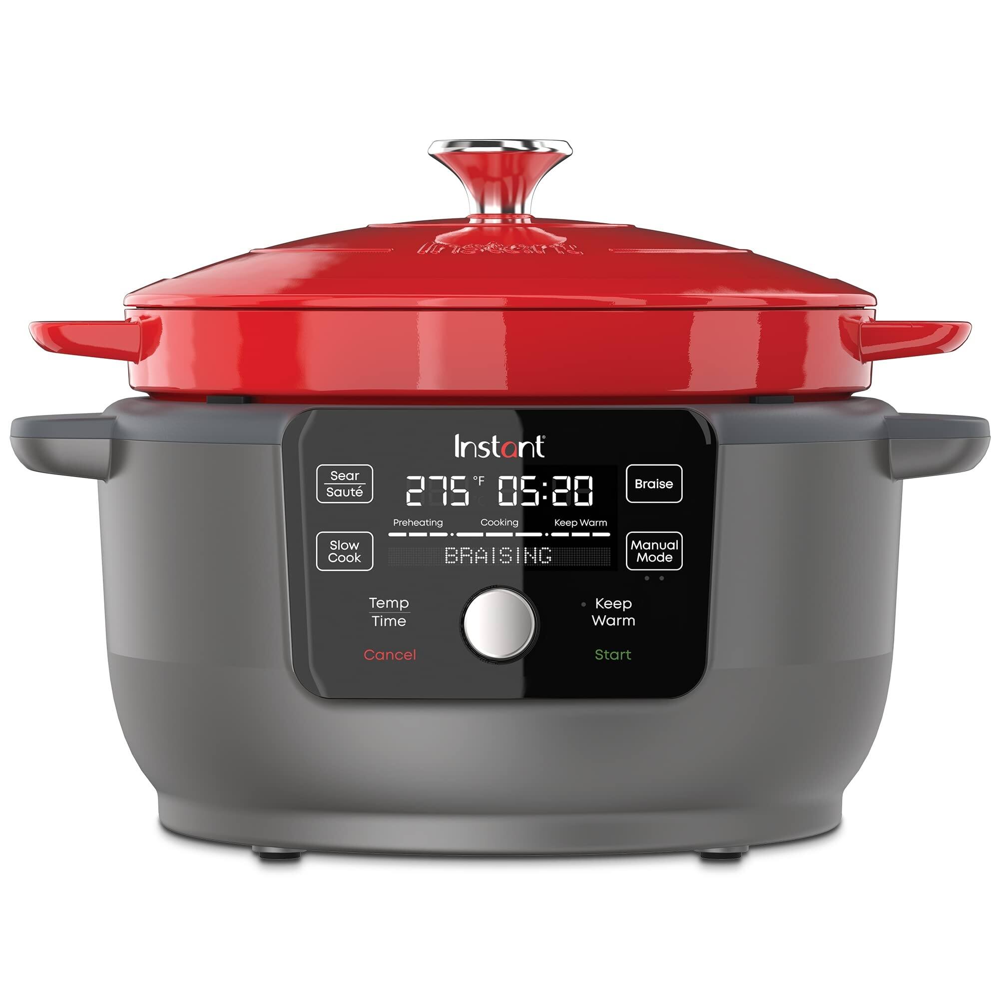 Electric 6Quart Dutch Oven, 1500W, 5in1Braise, Slow Cook,Sear/Sauté