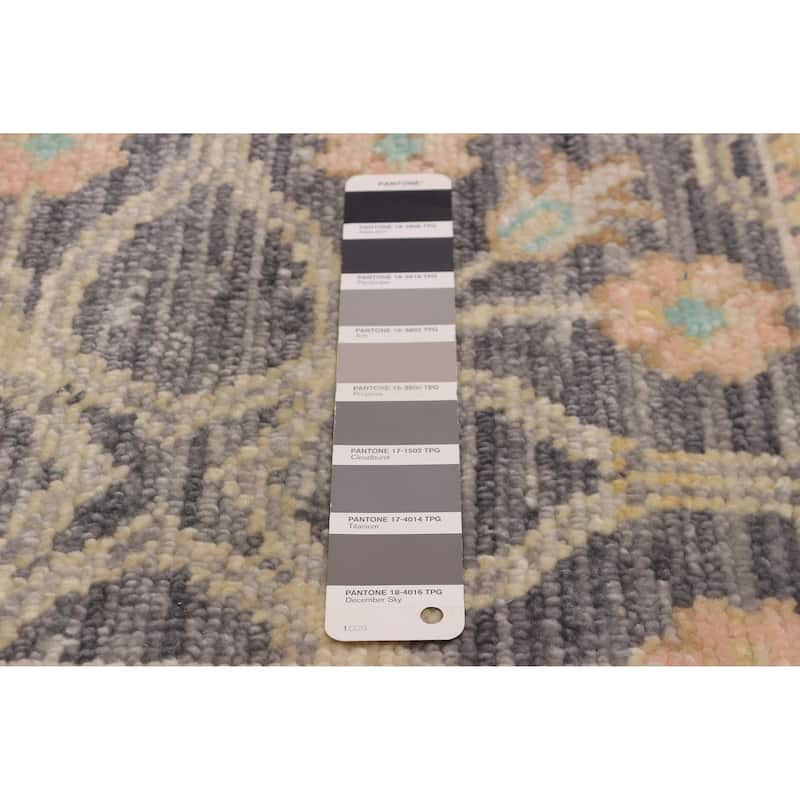 ECARPETGALLERY Hand-knotted Modern Oushak Dark Grey Wool Rug - 9'0 x 12'0