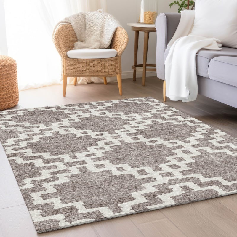 Premium Washable Super Soft Geo Trellis Mayfield Rug - Taupe - 3' x 5'