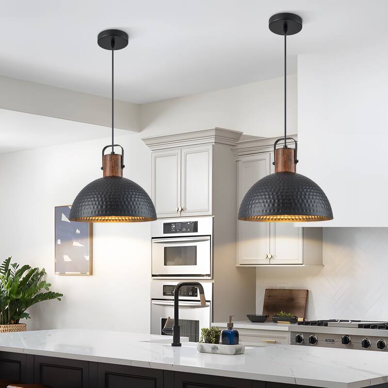 Starsky Modern 11.81in./15.75in.Dome Pendant Light with Hammered Shade