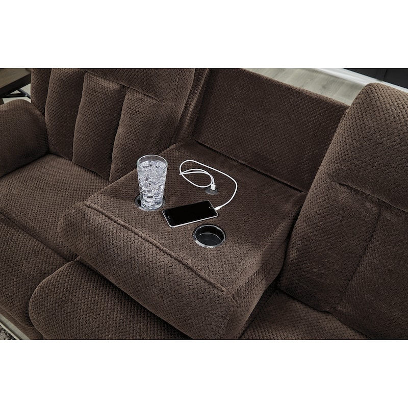 Signature Design by Ashley Free Wake Power Reclining Sofa with Drop Down Table - 85"W x 40"D x 40"H
