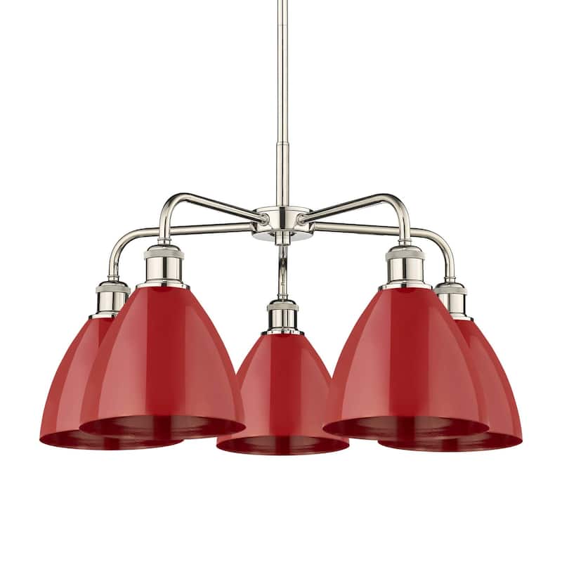 Innovations Lighting 516-5CR-16-26 Ballston Dome Chandelier Ballston - Polished Nickel / Red