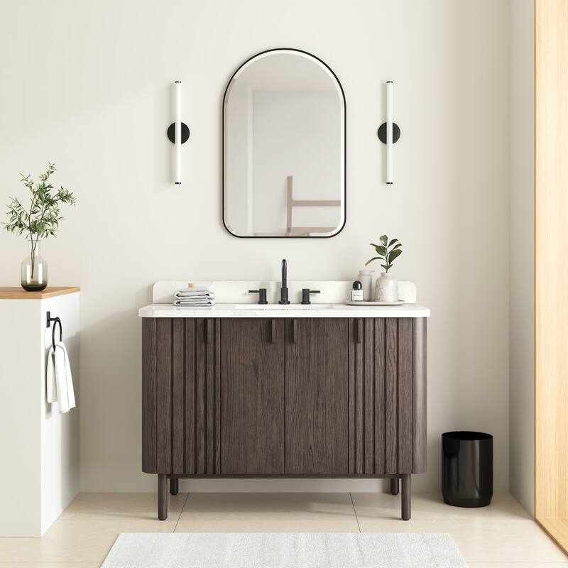 Avanity Blakely 49 in. Vanity Combo in Brown Oak finish with Calacatta Quartz Top