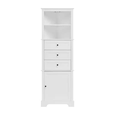 Triangle Tall Cabinet with 3 Drawers and Adjustable Shelves MDF Board with Painted Finish