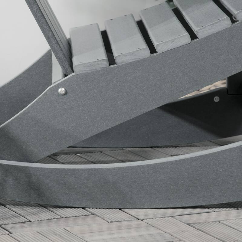 Light Gray HDPE Adirondack Rocking Chair Weatherproof Outdoor Porch Patio Deck Garden Chair with Tall Backrest