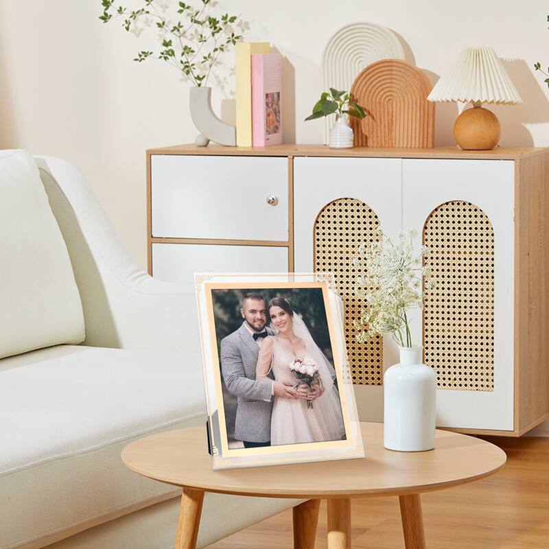 Glass Picture Frame for Tabletop Decor, Photo Frames for Horizontal and Vertical - Gold - 6x8