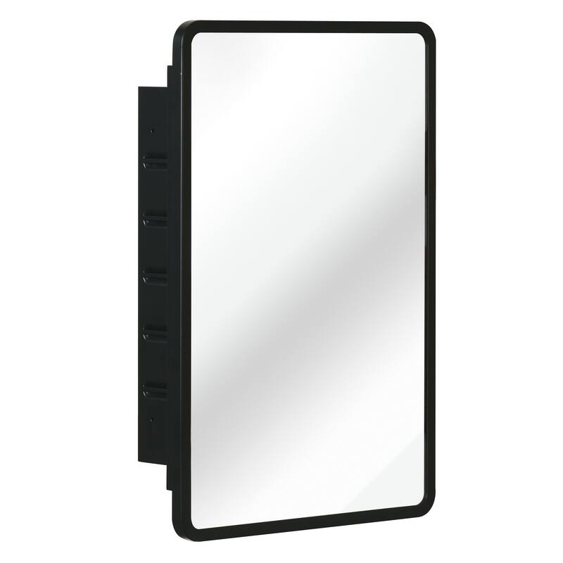 Metal Framed Mirror Cabinet with Adjustable Shelves, Wall-Mounted or Recessed Design, Rust-Resistant