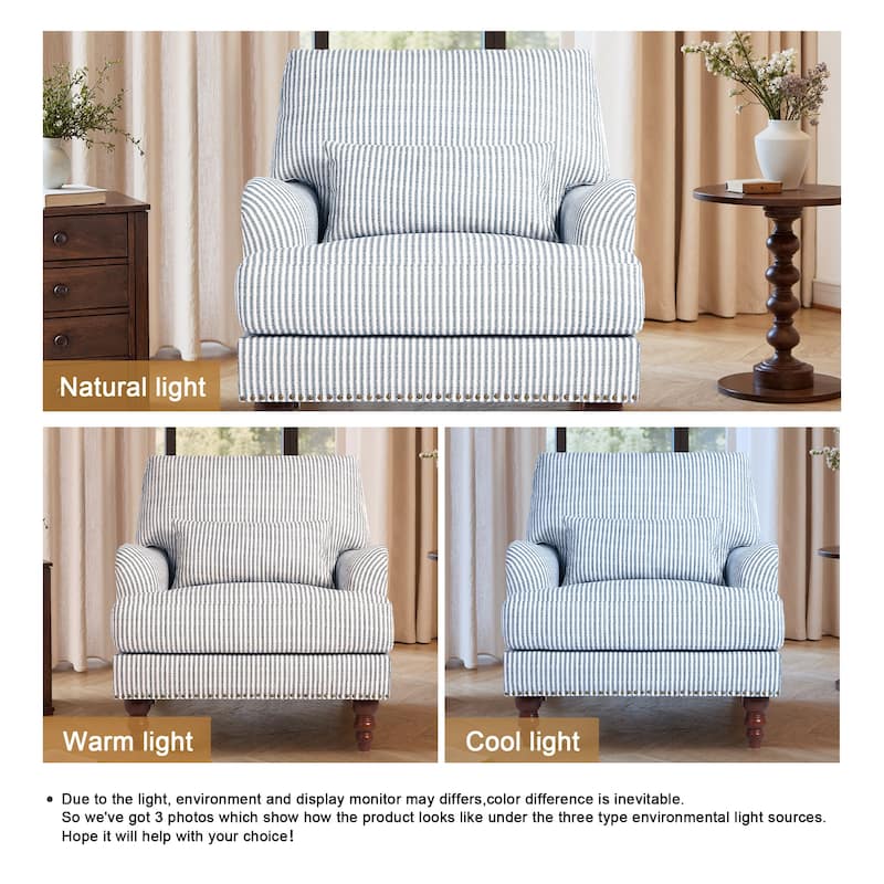 Mid Century Chenille Upholstered Accent Chair with Nailhead Trim