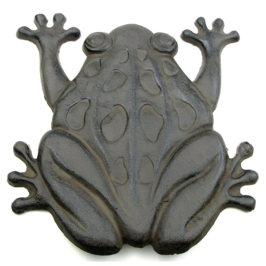 Cast Iron Frog Stepping Stone Garden Pathway Decoration with Nature-Inspired Design - 11 3/4" x 10 7/8" X 1/2"