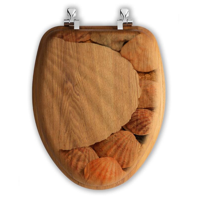 Oak Toilet Seat - Shells Abound - Elongated