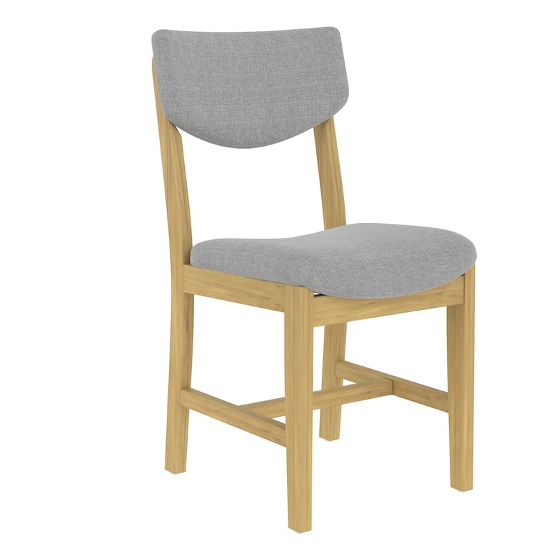 4-Piece Rustic Farmhouse Dining Chair Set, Solid Wood Frame with Gray Fabric Upholstered Cushion