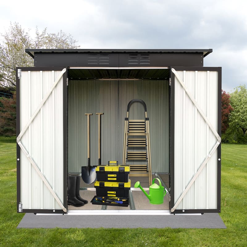 Outdoor storage sheds 4FTx6FT Pent roof White+Black，High quality and ...
