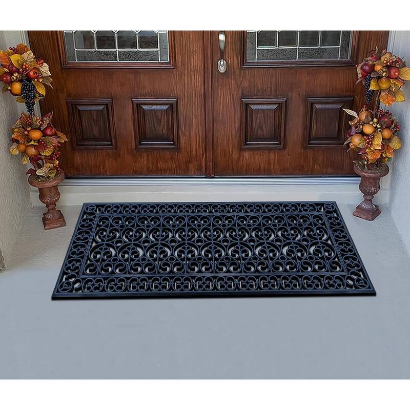 A1HC Large Door Mat, Natural Rubber, Ideal for an entryway, Scrapes Shoes Clean of Dirt & Grime