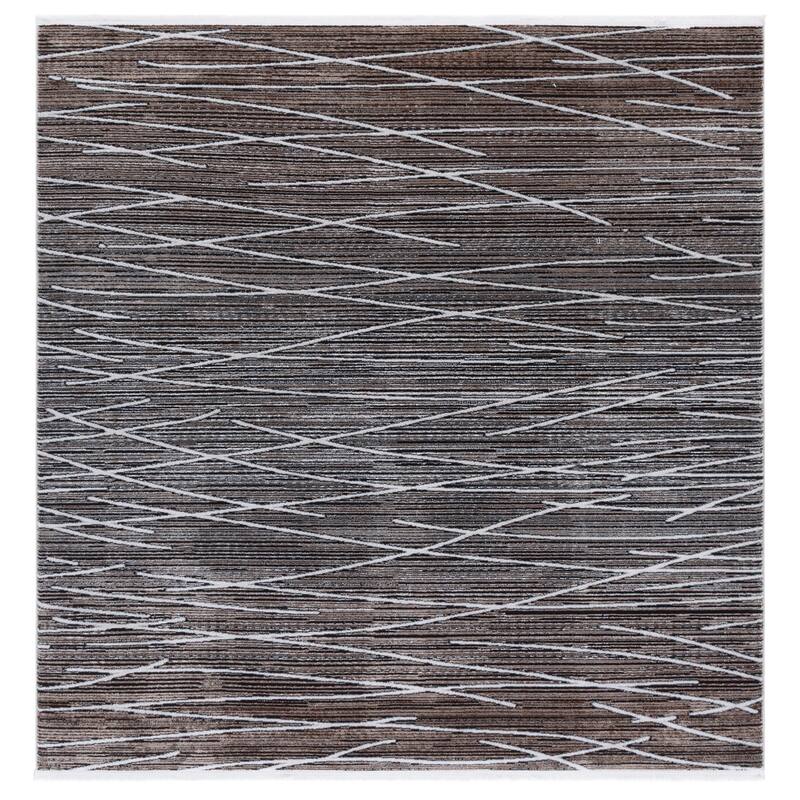 SAFAVIEH Mila Mikie Modern & Contemporary Rug - 6'7" Square - Beige/Ivory Black