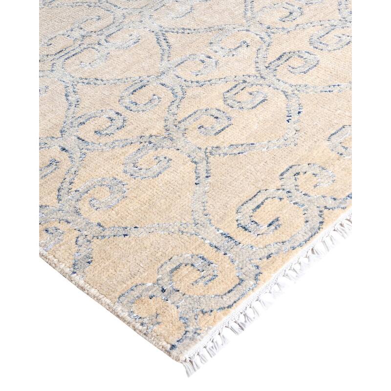 Modern One-of-a-Kind Handmade Area Rug - Beige, 8' 0" x 9' 10" - 8' 0" x 9' 10"