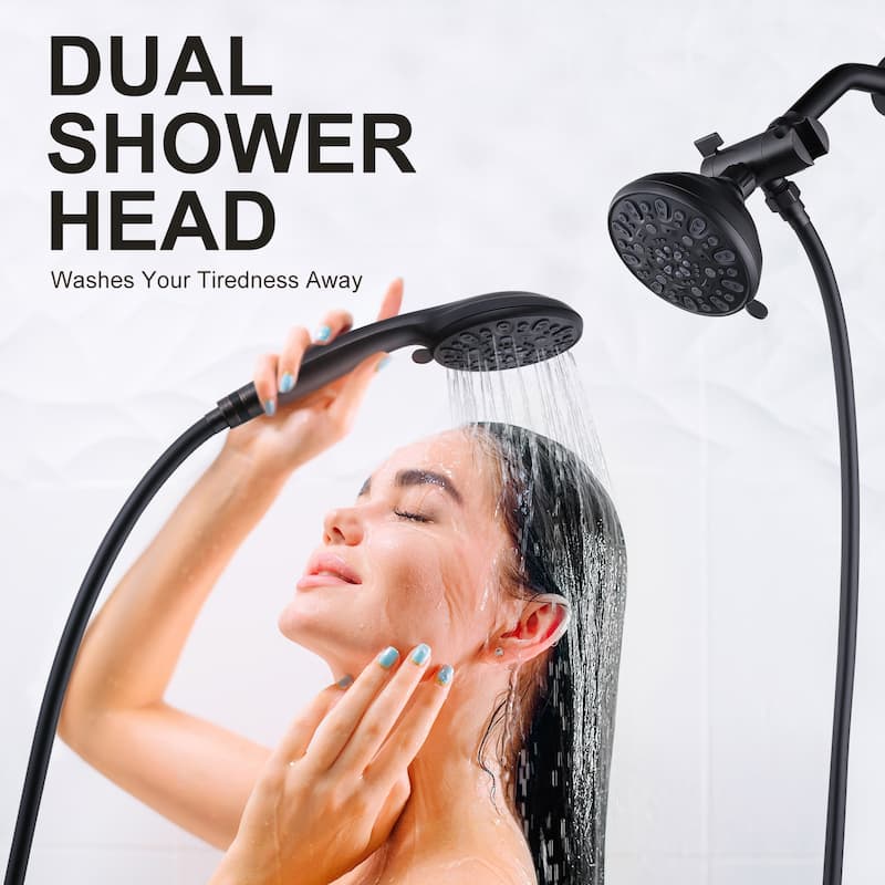 WOWOW 7-Spray 4.5 in. Dual Shower Head and Handheld Shower Head