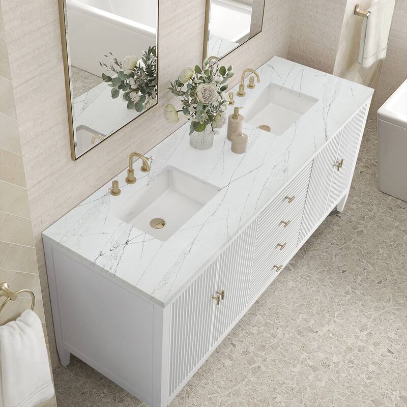 James Martin Vanities Myrrin 72" Vanity, Bright White - Ethereal Noctis