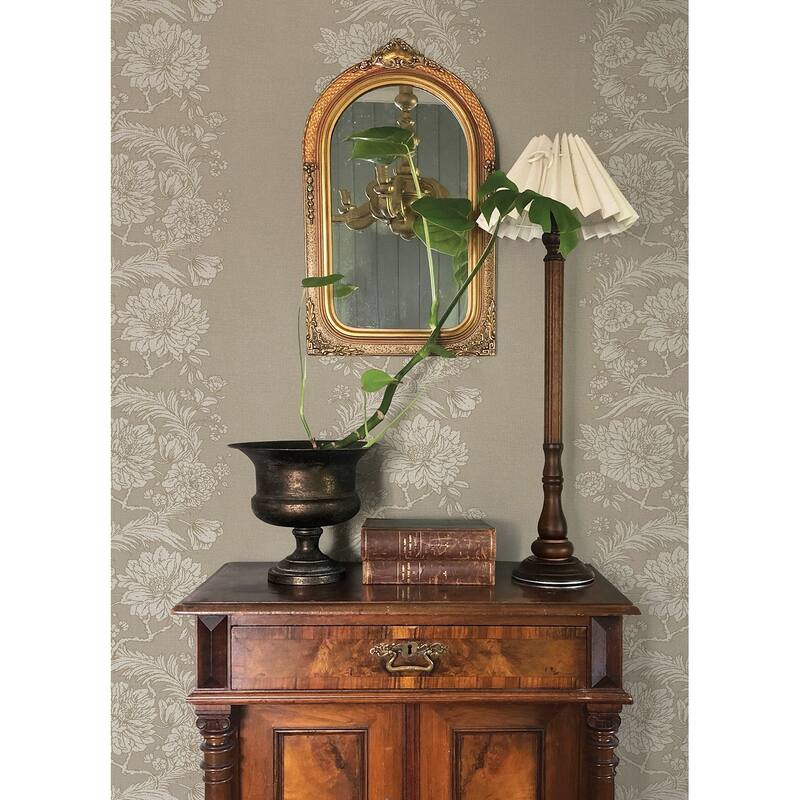 Chris Loves Julia x A-Street Prints Gisela Neutral Floral Columns Wallpaper