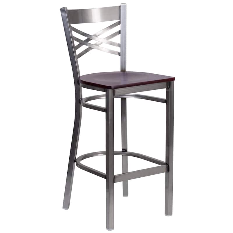 2 Pack Clear Coated ''X'' Back Metal Restaurant Barstool - 17"W x 18"D x 42.25"H