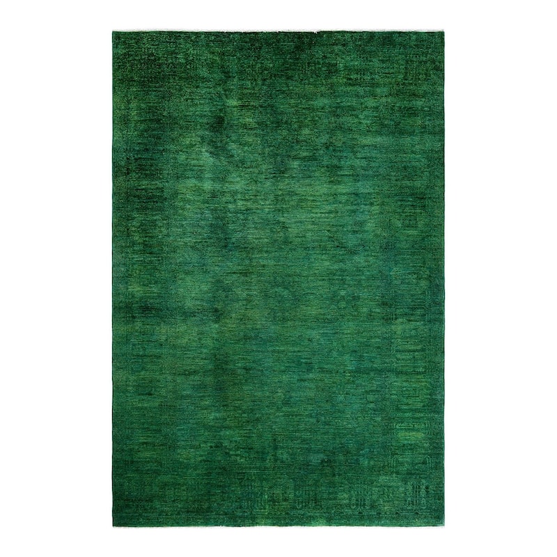 Overdyed, One-of-a-Kind Hand-Knotted Area Rug - Green - 6' 0" x 8' 10"