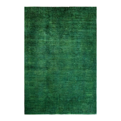 Overdyed, One-of-a-Kind Hand-Knotted Area Rug - Green - 6' 0" x 8' 10"