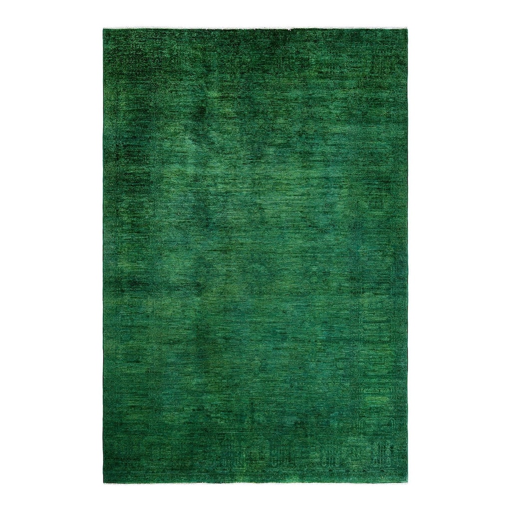 Overdyed, One-of-a-Kind Hand-Knotted Area Rug - Green - 6' 0" x 8' 10"