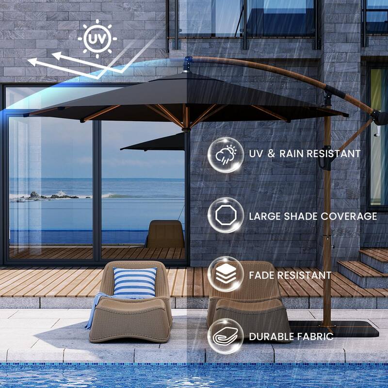 COSIEST 10FT Offset Patio Umbrella，360-Degree Rotation, UV & Waterproof Canopy