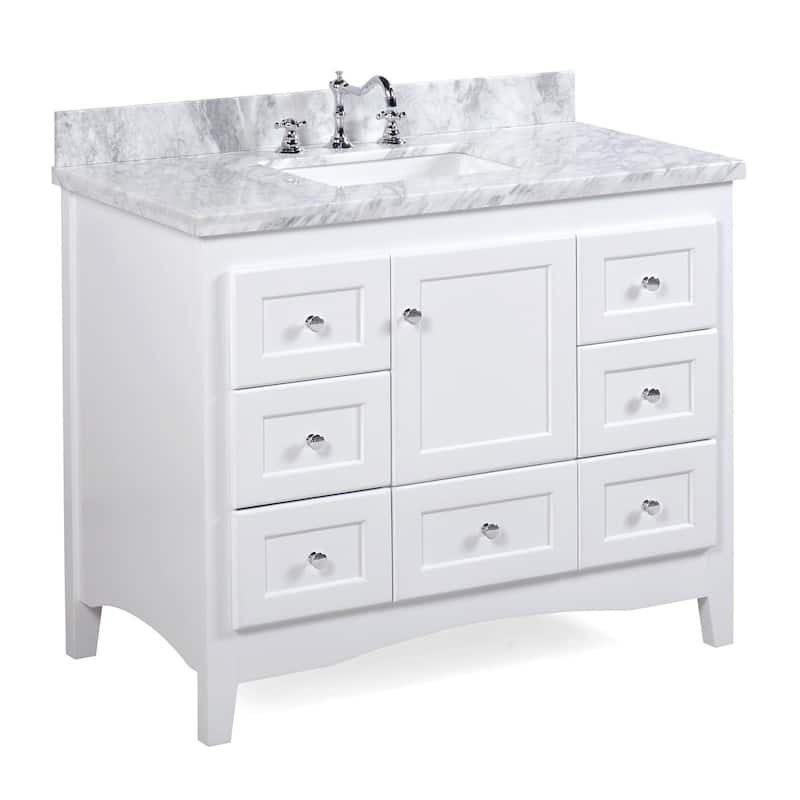 KitchenBathCollection Abbey 42" Bathroom Vanity with Carrara Marble Top