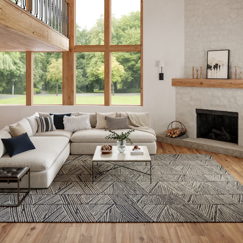 Nourison Vail Textured Rustic Farmhouse Area Rug - 8'3' x 11'6" - Grey/White - Rectangle