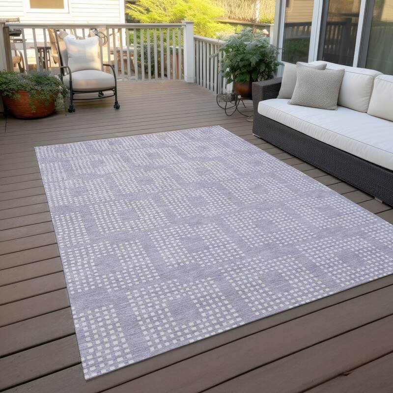 Machine Washable Indoor/ Outdoor Chantille Modern Houndstooth Rug - Lavender - 3' x 5'