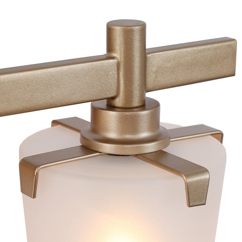 Modern Glam 2-light Bathroom Vanity Lights Mid-century Gold Cone Frosted Glass Wall Sconces - L 14"x W 6.5"x H 9.5"