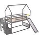 preview thumbnail 12 of 13, Modern Design Twin over Twin Bunk Bed with Convertible Slide and Storage Staircase,Wood House Bed with Roof