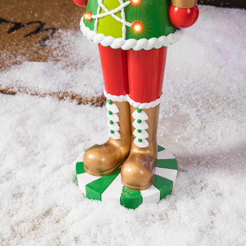 Glitzhome 28"H Lighted Resin Christmas Nutcracker Porch Decor with Timer - 28"