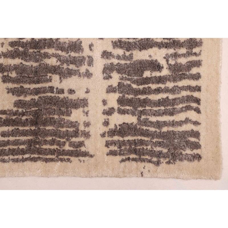 ECARPETGALLERY Hand Loomed Elysian Dark Grey Wool Rug - 8'1 x 10'1