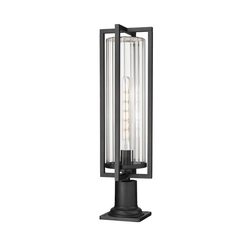 Aura 1 Light Outdoor Pier Mounted Fixture in Black