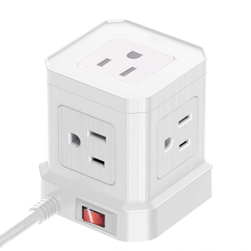 Cube surge protector power strip with usb ports 10ft extension cord