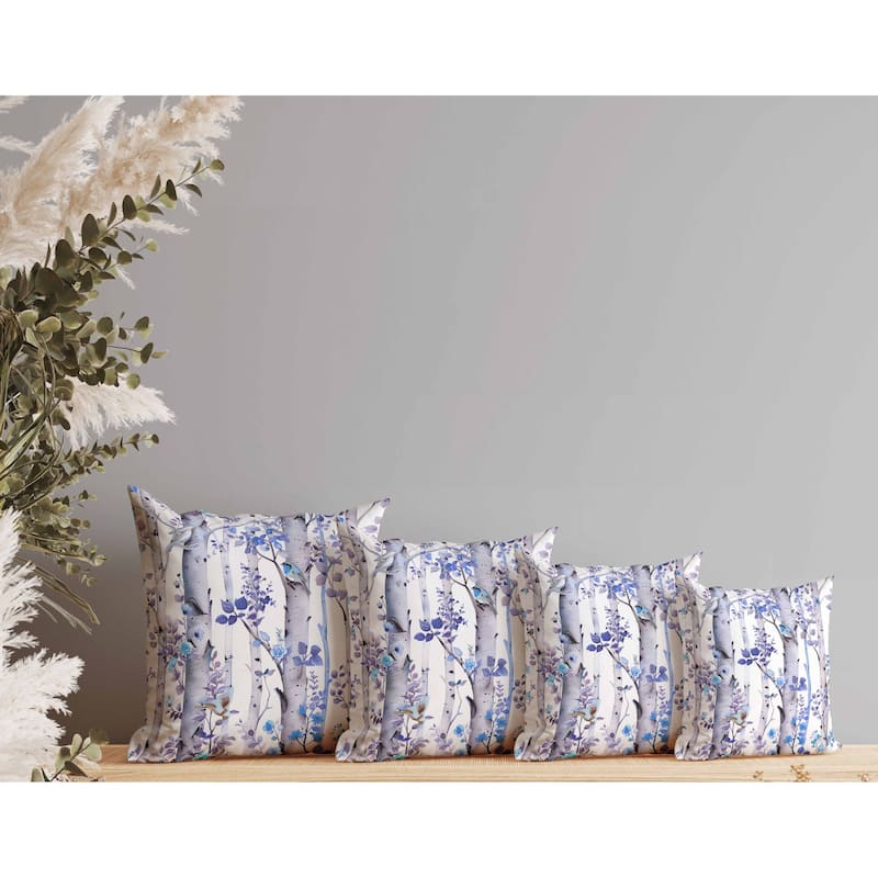 Whispering Woods Indoor/Outdoor Reversible Throw Pillow Blue and Violet