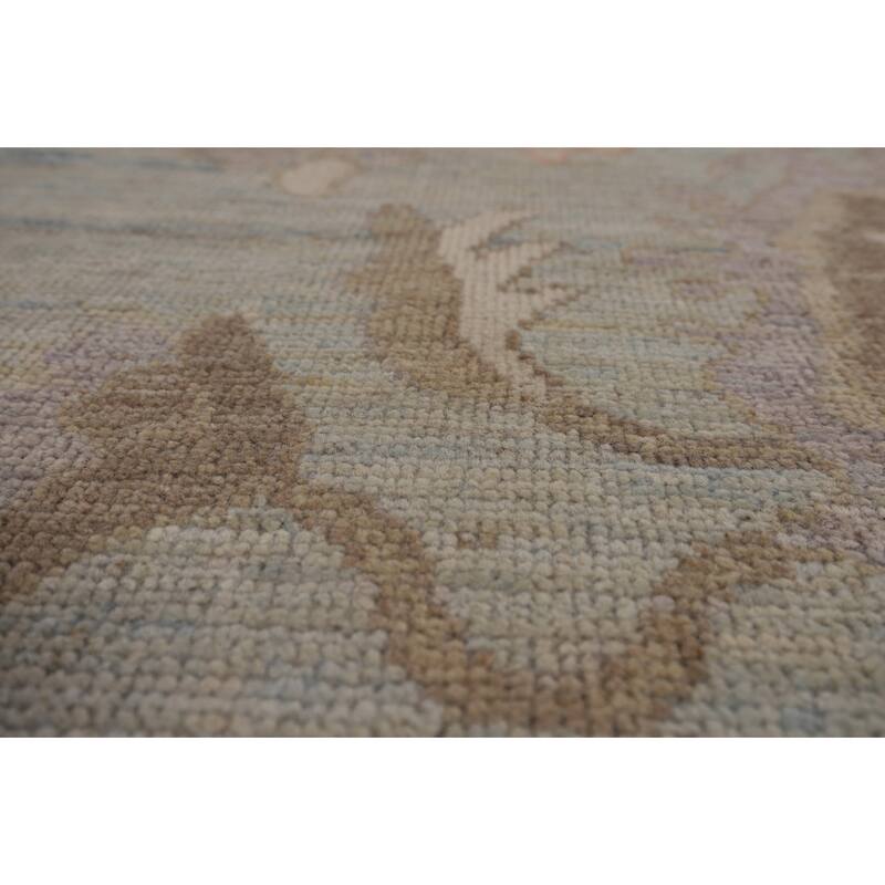 Light Blue Turkish Oushak Vegetable Dye Area Rug Handmade Wool Carpet - 8'2"x 9'10"