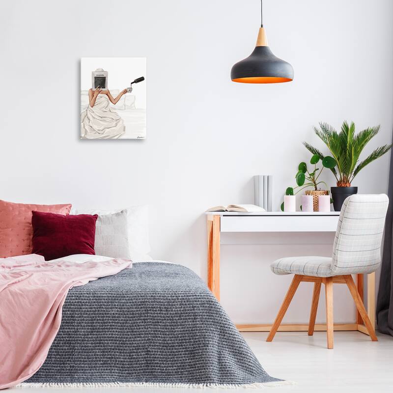 Stupell Pouring Drink in Bed Canvas Wall Art Design By Ziwei Li